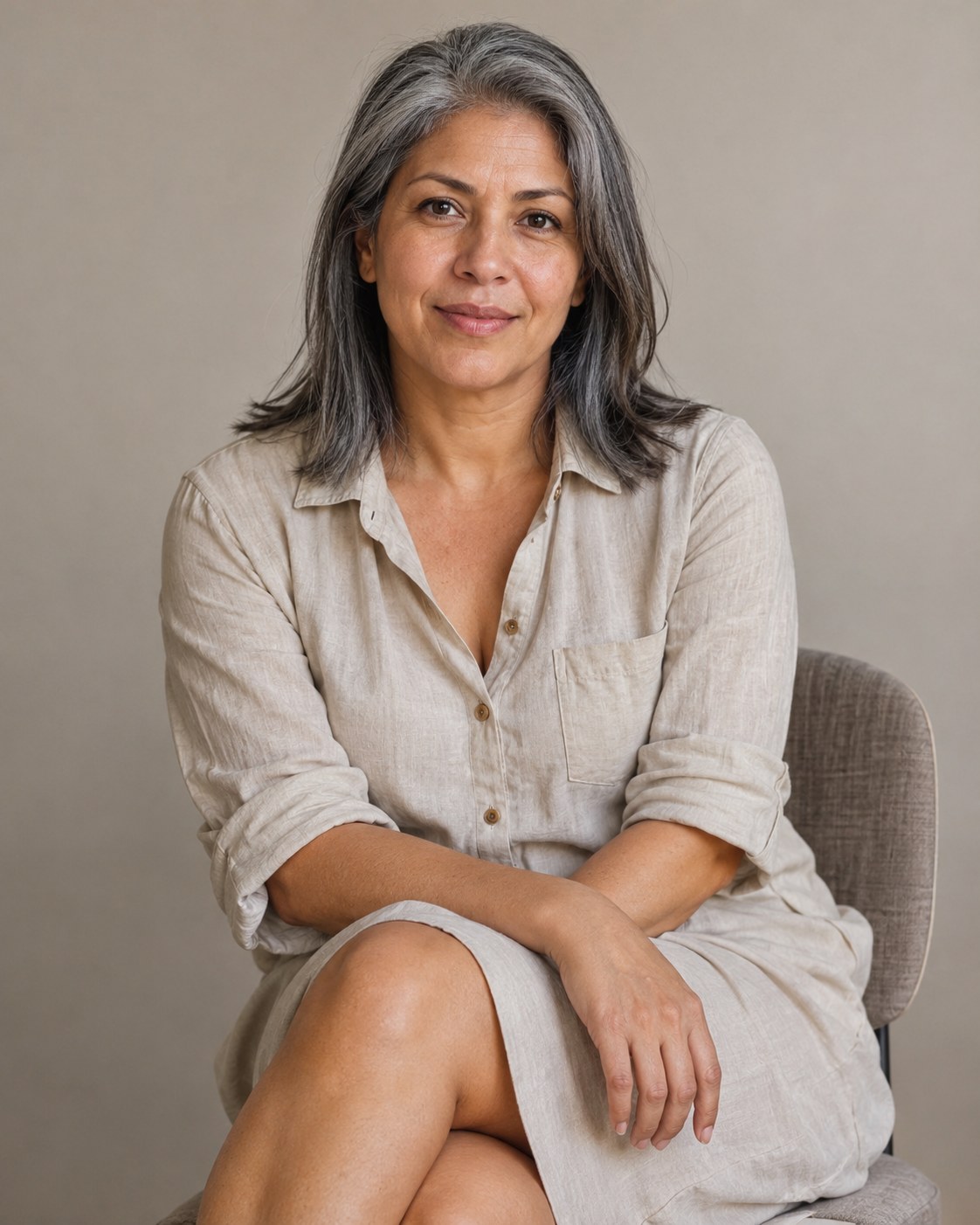 Imagen de resultado para Belleza cotidiana. Retrato sereno de mujer sentada. creada con ChatGPT